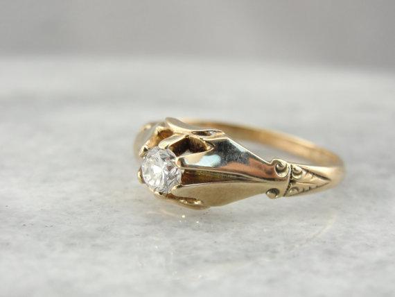 Vintage-Inspired Rose Gold Victorian Era Engagement Ring | Rose Gold Tiara  – Trumpet & Horn